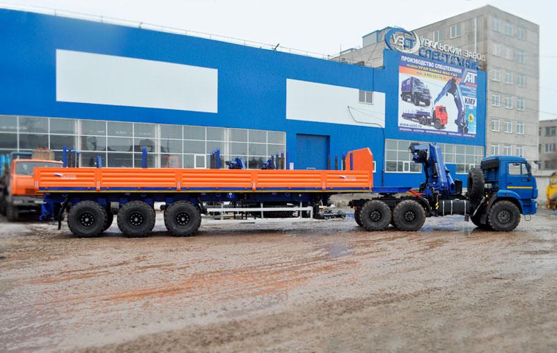 Автопоезд полуприцеп-штанговоз (34,5 т.) + седельный тягач Камаз 43118 с КМУ АНТ 12-2